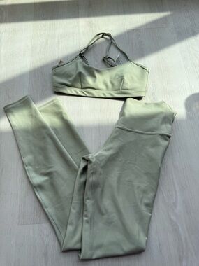 ALO Yoga Limestone Intrigue Bra and Airlift Legging